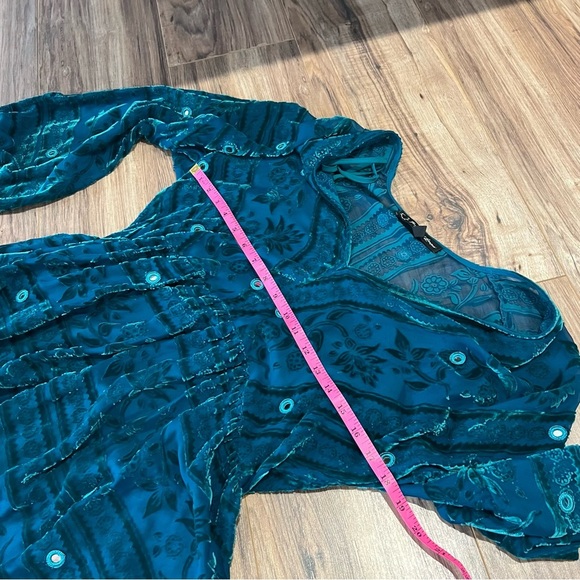 For Love & Lemons J'adore Velvet Long Sleeve Mini Dress in Emerald - Picture 9 of 12